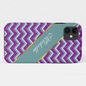 Coques Case-Mate iPhone Magenta Foil et Turquoise ZigZag Motif (Dos (Horizontal))