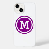 Coques Case-Mate iPhone Magenta foncé et monogramme du cercle blanc (Verso)