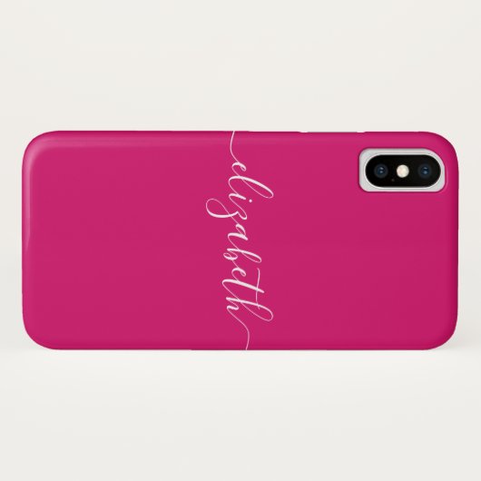 Coques Case-Mate iPhone Magenta Rose Blanc Moderne Élégant Script Chic (Dos (Horizontal))