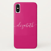 Coques Case-Mate iPhone Magenta Rose Blanc Moderne Élégant Script Chic (Dos)