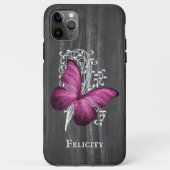 Coques Case-Mate iPhone Magenta Rustic Butterfly Personnalisé (Dos)