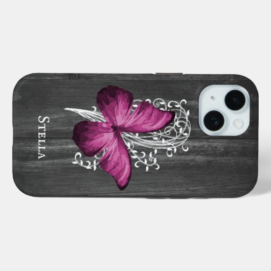 Coques Case-Mate iPhone Magenta Rustic Butterfly Personnalisé (Verso (horizontal))