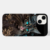 Coques Case-Mate iPhone Magique steampunk Maine Coon chat et fleurs IA art (Verso (horizontal))