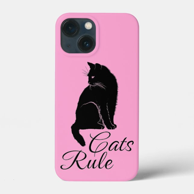 Coques Case-Mate iPhone Magnifique chat noir assis avec le texte "Les chat (Verso)