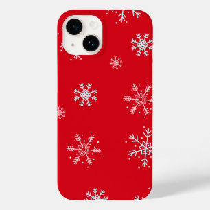 Coque Pour iPhone 14 Magnifique flocon de neige illustratif rouge sur f