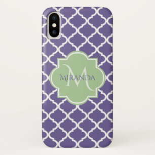 Case-Mate iPhone Case Magnifique Quatrefeuille Violet et Monogramme Vert