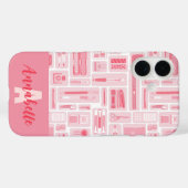 Coques Case-Mate iPhone Magnifiques fournitures d'art Monogramme Motif ros (Verso (horizontal))