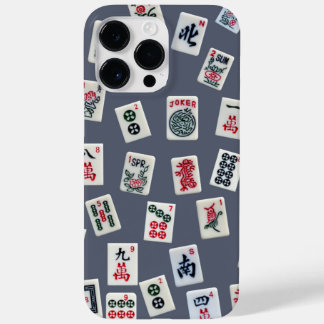 Coque Pour Pour iPhone 14 Pro Max MahJong conception de tuiles sur bleu foncé