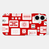 Coques Case-Mate iPhone mahjong rose rouge carreaux chinois jeu asiatique (Verso (horizontal))