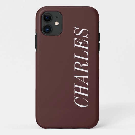 Coques Case-Mate iPhone Mahogany Brown couleur solide | Nom minimal (Dos)