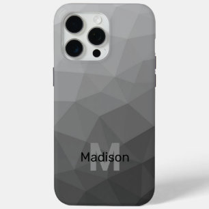 Coque iPhone 15 Pro Max Maillage géométrique gris clair Monogramme