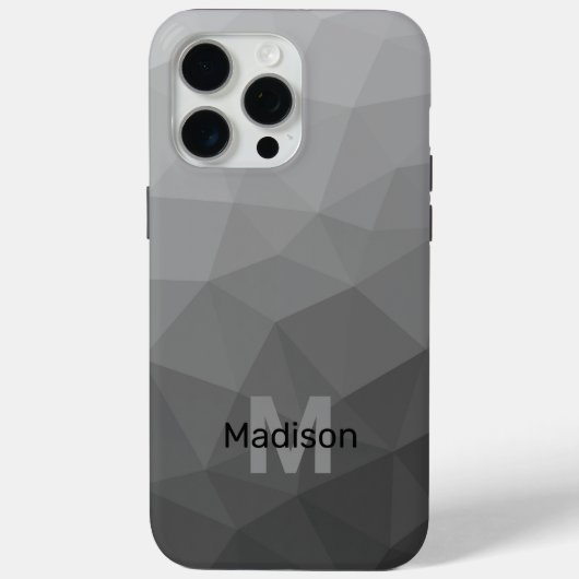 Coques Case-Mate iPhone Maillage géométrique gris clair Monogramme (Verso)