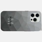 Coques Case-Mate iPhone Maillage géométrique gris clair Monogramme (Verso (horizontal))