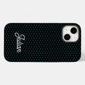 Coques Case-Mate iPhone Maillage net vert monogramme sur noir (Verso (horizontal))