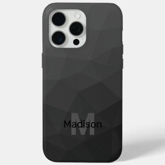 Coques Case-Mate iPhone Maillon géométrique gris foncé Monogramme (Verso)
