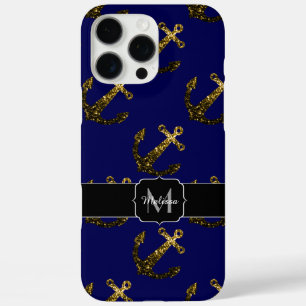 Coques iPhone 16 Pro Max Maillot or motif Ancre marine Monogram