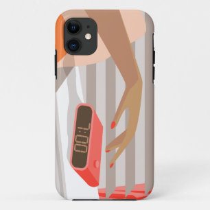 Case-Mate iPhone Case Main des femmes poussant le bouton snooze du révei