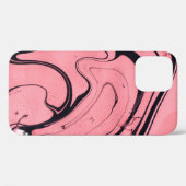 Coques Case-Mate iPhone Main en marbre rose noir dessinée (Verso (horizontal))