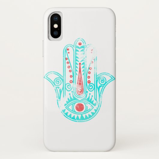 Coques Case-Mate iPhone Main turquoise rouge spirituelle de Hamsa (Dos)