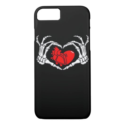 Coques Case-Mate iPhone Mains De Squelette Effrayant Et Coeur Rouge Déplai (Dos)