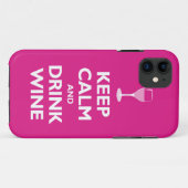 Coques Case-Mate iPhone Maintenez vin calme et de boissons (les roses (Dos (Horizontal))