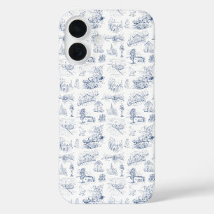 Coques iPhone 16 Maison de campagne élégante bleu français vintage