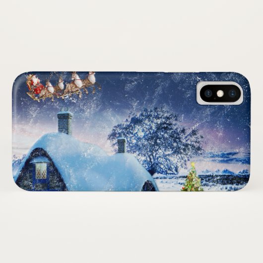 Coques Case-Mate iPhone Maison de Noël enneigée et Père Noël (Dos (Horizontal))