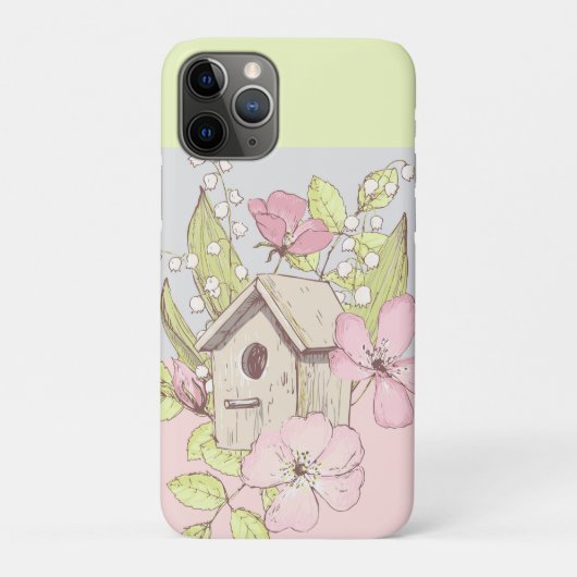 Coques Case-Mate iPhone Maison d'oiseau Floral Bloc de Couleurs (Dos)