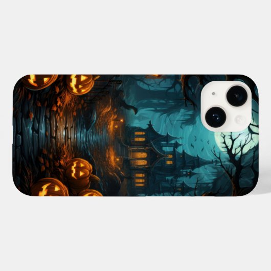 Coques Case-Mate iPhone Maison Hantée Sous La Lune Halloween (Verso (horizontal))