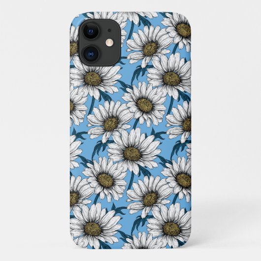 Coques Case-Mate iPhone Maisonnettes, fleurs sauvages sur bleu (Dos)