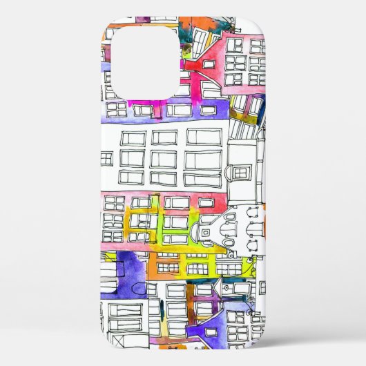 Coques Case-Mate iPhone Maisons d'Amsterdam : Aquarelle Motif sans couture (Verso)