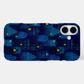 Coques Case-Mate iPhone MAISONS HALLOWEEN SOMBRES NOIR & BLEU ÉPouvantable (Verso (horizontal))