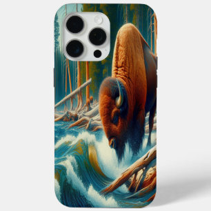 Coque iPhone 15 Pro Max Majestic Bison Wading