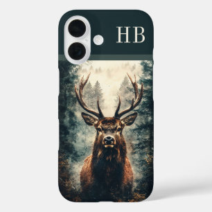 Coques iPhone 16 Majestic Elk Deer Monogramme Personnalisé