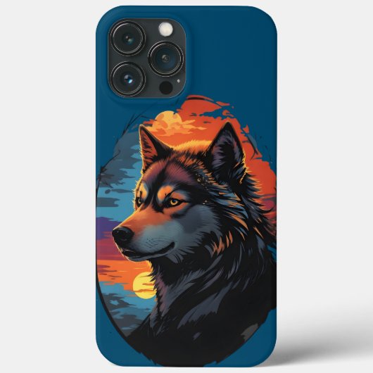 Coques Case-Mate iPhone Majestic Husky contre le coucher du soleil vue de  (Verso)