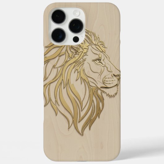 Coques Case-Mate iPhone Majestic Lion Face on Beige Wood – Bold & Elegant (Verso)
