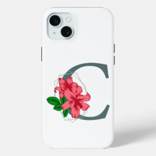 Coque iPhone 15 Mini Majuscule C monogramme floral