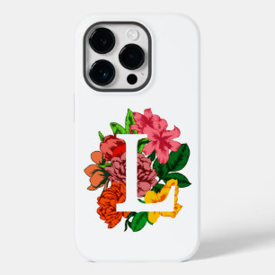 Coque Pour iPhone 14 Pro Majuscule L monogramme floral