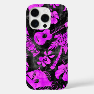 Coques iPhone 16 Pro Makapuu Beach Batik hawaïen Magenta Black