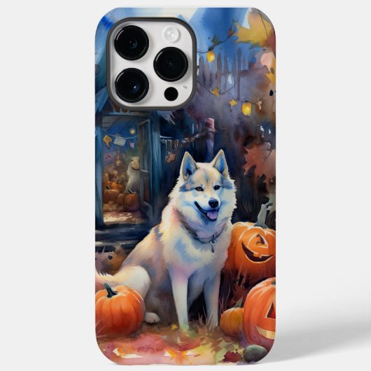 Coques Case-Mate iPhone Malamute d'Alaska Halloween avec citrouilles effra (Verso)