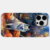 Coques Case-Mate iPhone Malamute d'Alaska Halloween avec citrouilles effra (Verso (horizontal))