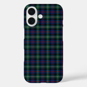Coques iPhone 16 Malcolm Tartan bleu foncé et vert plaid