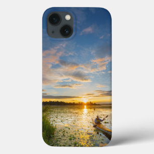iPhone 13 Coque Male kayaker paddling sea kayak on still water