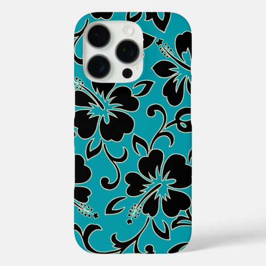 Coques Case-Mate iPhone Malia Hibiscus Floral hawaïen Turquoise et noir (Verso)