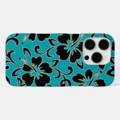 Coques Case-Mate iPhone Malia Hibiscus Floral hawaïen Turquoise et noir (Verso (horizontal))