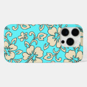 Coques Case-Mate iPhone Malia Hibiscus Hawaiian Floral Aqua Crème  (Verso (horizontal))