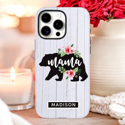 Coques Case-Mate iPhone Mama Bear Floral Bois Rustique