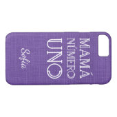 Coques Case-Mate iPhone Mamá Número Uno sur Violet Linen Photo, Nom Person (Dos (Horizontal))