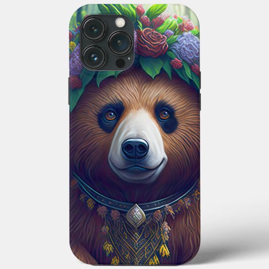 Coques Case-Mate iPhone Mama Ours Avec Couronne De Fleurs (Verso)