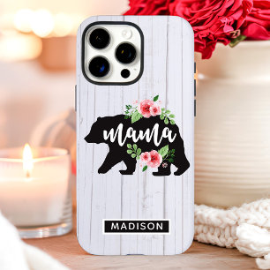 Coques iPhone 16 Pro Max Mama Ours Floral Bois rustique
